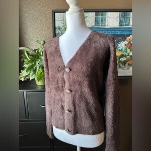 Rachel Zoe Brown Fuzzy Cardigan